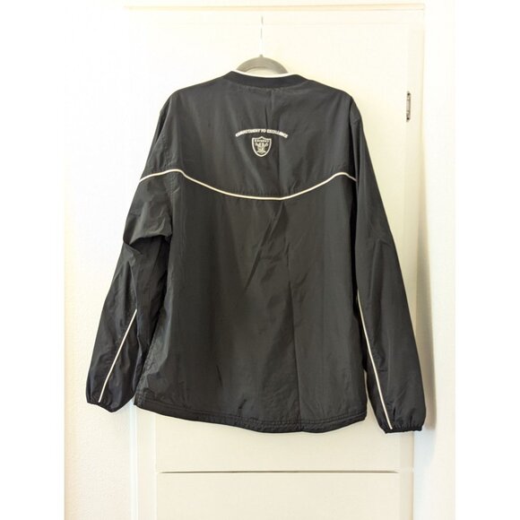 NFL Raiders Pullover Jacket Mens Medium Black Polyester Lightweight - Picture 6 of 9